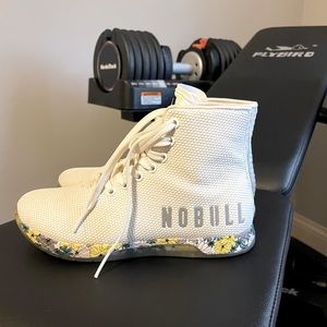 Women’s lifting high tops -  S7.5- eggshell white - floral bottom - gently used